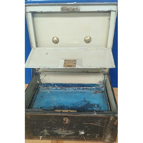 187 - 19th century deed box with key.