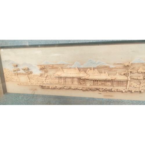 191 - Chinese cork worked picture depicting village