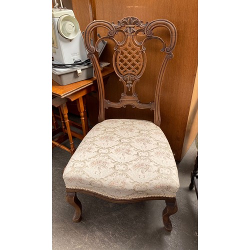 364 - Victorian Bedroom chair and small nest of two tables with barley twist supports