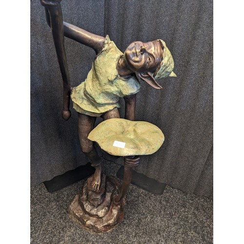 925 - Large Bronze and green patina Pixie fountain statue [140cm]