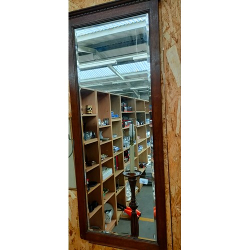 785 - Antique oak framed full length mirror