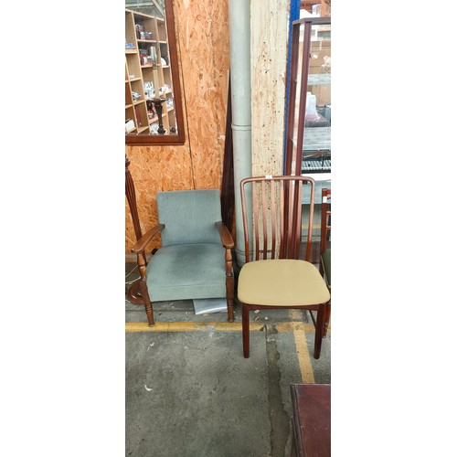 784 - Mid century Heal's Danish spar back chair along with arm chair