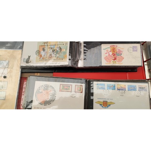 760 - Shelf of First day covers; Jersey, Guernsey and Alderney.