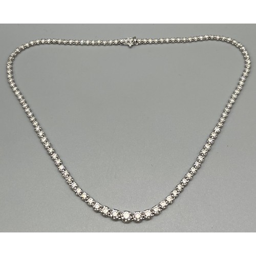 1194 - 18ct white gold and 7cts Brilliant Cut Diamond line Necklace. [43cm in length] [22.51grams] Original... 