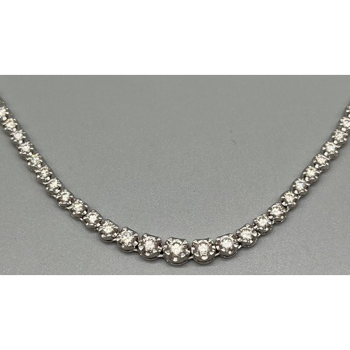 1194 - 18ct white gold and 7cts Brilliant Cut Diamond line Necklace. [43cm in length] [22.51grams] Original... 