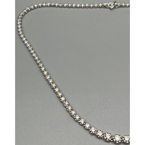 1194 - 18ct white gold and 7cts Brilliant Cut Diamond line Necklace. [43cm in length] [22.51grams] Original... 