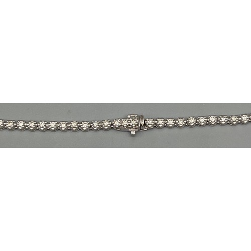 1194 - 18ct white gold and 7cts Brilliant Cut Diamond line Necklace. [43cm in length] [22.51grams] Original... 