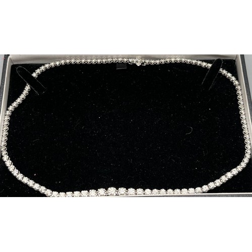 1194 - 18ct white gold and 7cts Brilliant Cut Diamond line Necklace. [43cm in length] [22.51grams] Original... 