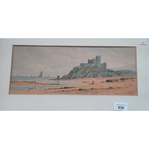 836 - S.E.HALL 
A pair of antique watercolours depicting coastal scenes. Fitted within moulded gilt frames... 