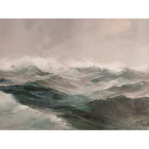 1252 - J.Michotte
Oil on canvas depicting crashing waves seascape titled 'Marine', signed.
[frame 73x85cm] ... 