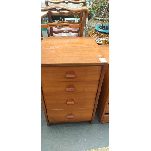 885 - Mid century Stag four drawer bedside cabinet with one other unit