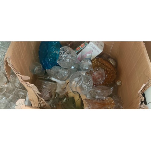 866 - Two boxes full of mixed art glass, crystal and glass wares