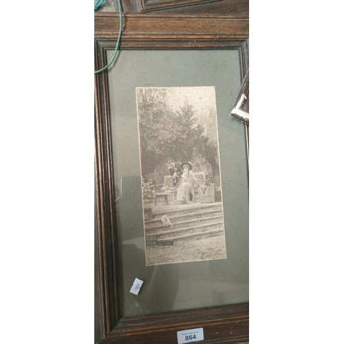 864 - A Selection of antique prints after Marcus Stone. Fitted within oak frames