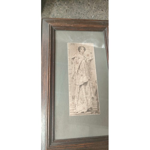 864 - A Selection of antique prints after Marcus Stone. Fitted within oak frames