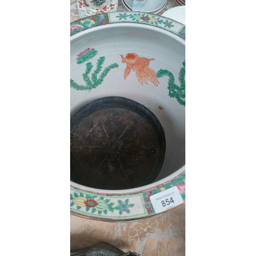 854 - Large Chinese Hand painted famille rose design planter