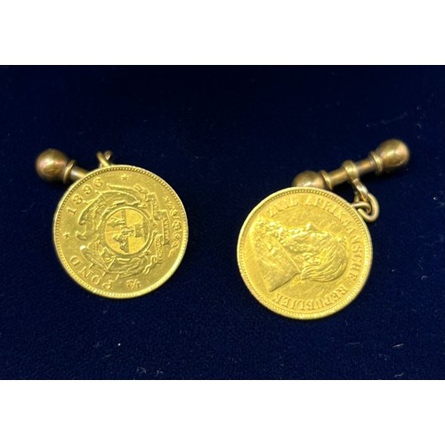 1161 - A Pair of Gold 1896 Half pond African coins- Zuid Afrikaansche Republiek- made into cufflinks [11.26... 