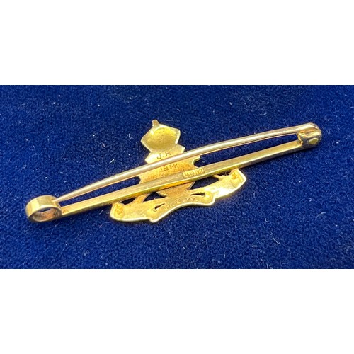 1165 - 15ct yellow gold military Artillery Sweetheart brooch. 1914. [2.95grams]