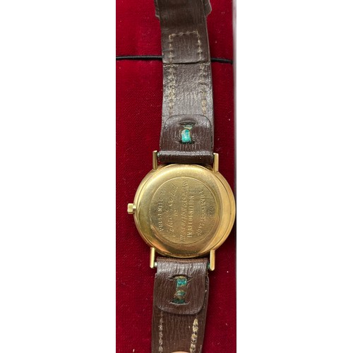 1169 - Vintage 1970's Gent's 9ct yellow gold Omega Geneve wristwatch, with leather strap. In a working cond... 