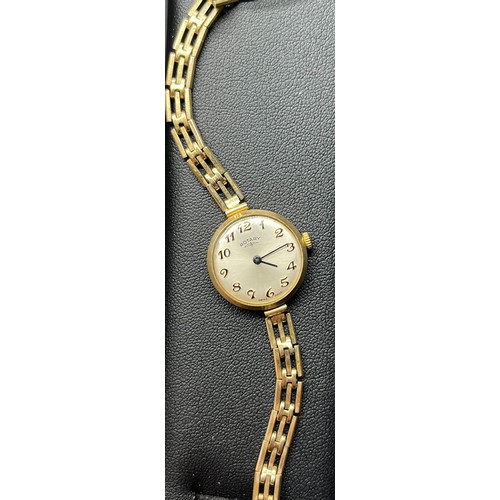 1170 - Vintage ladies 9ct gold Rotary cocktail watch with 9ct yellow gold bracelet. In a working condition.... 