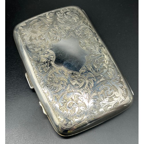 1180 - Birmingham silver highly decorative cigar case. [14x9cm] [191grams]