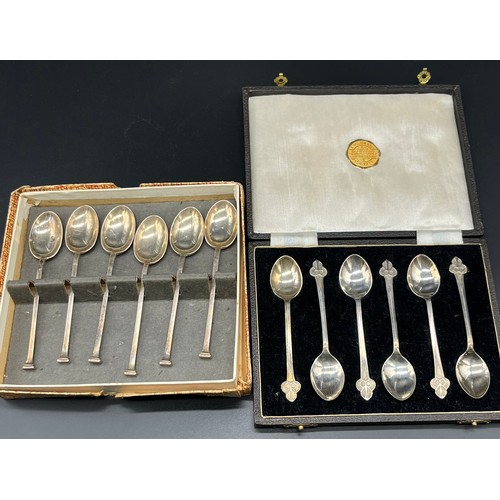 1184 - Two boxed sets of six coffee spoons. [Sheffield silver spoons by Mappin & Webb and Birmingham silver... 