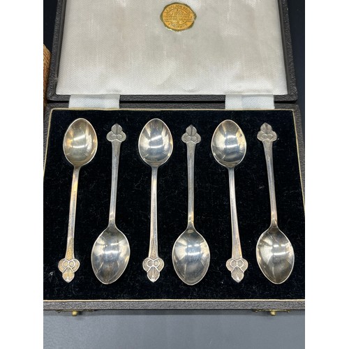 1184 - Two boxed sets of six coffee spoons. [Sheffield silver spoons by Mappin & Webb and Birmingham silver... 