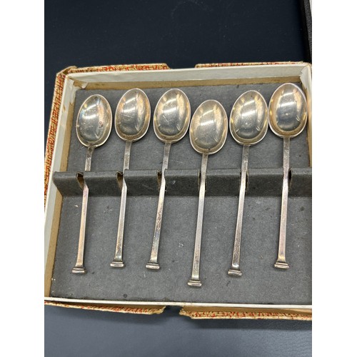 1184 - Two boxed sets of six coffee spoons. [Sheffield silver spoons by Mappin & Webb and Birmingham silver... 