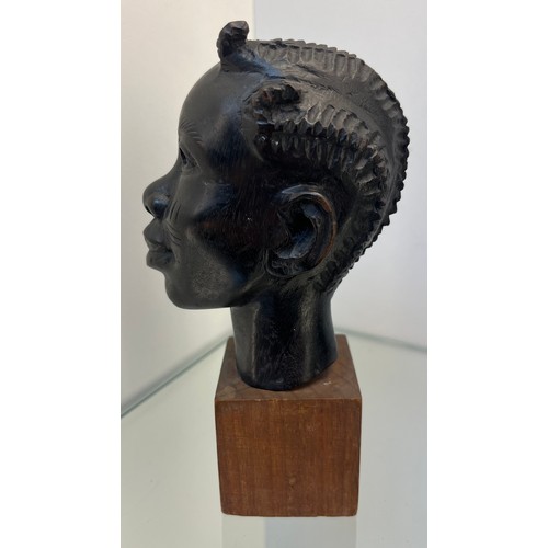 1237 - African hand carved lady bust study- by J.D. AKEREDOLU, LACOS, NIGERIA. [17CM HIGH]