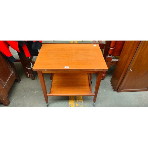 947 - Mid century two tier games table trolley