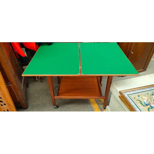 947 - Mid century two tier games table trolley