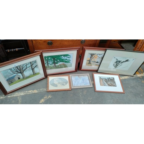 944 - Selection of artworks; A windy Day in Town by G. Y. Cheyne print, Limited edition lithograph 4/20 ti... 