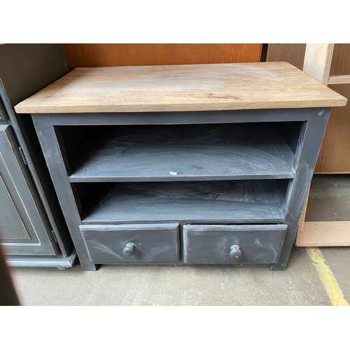 962 - Rustic oak painted tv cabinet.