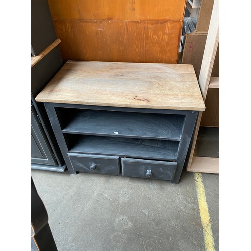 962 - Rustic oak painted tv cabinet.