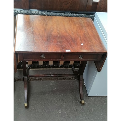 1001 - 19th century Georgian drop end sofa table- two under drawers, single bar centre support and finished... 