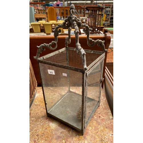 972 - Out door Wrought iron and glass candle holder