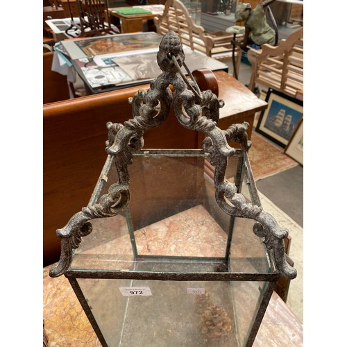 972 - Out door Wrought iron and glass candle holder