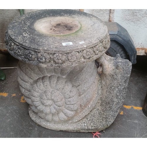 988 - Heavy resin garden snail figure table.