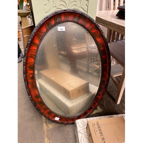 980 - Antique oval framed mirror