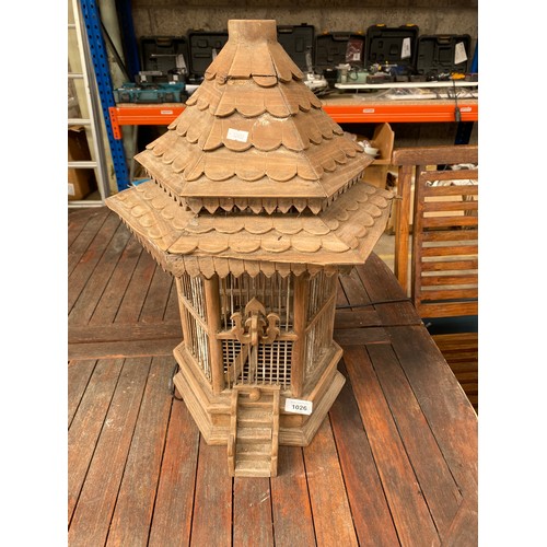 1026 - Chinese wooden bird cage.