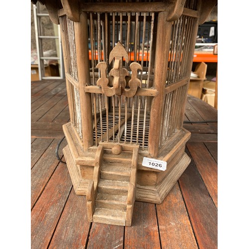 1026 - Chinese wooden bird cage.