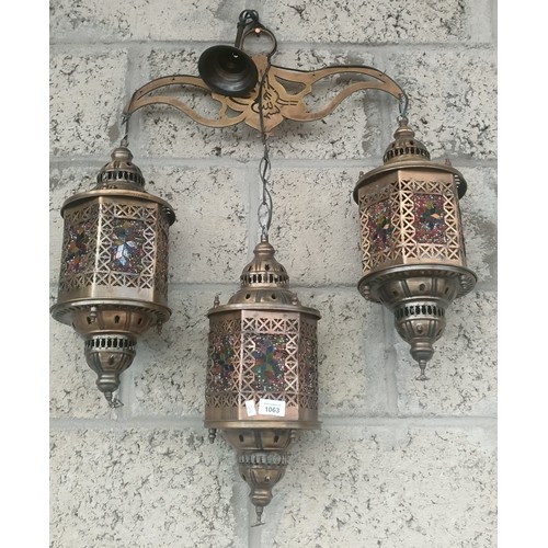 1063 - Contemporary three section ornate hanging lamp