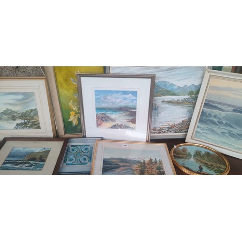 1065 - Large selection of various artworks, watercolours, tapestries and prints.