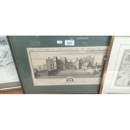 1071 - Various map and landmark prints and Charles Rowbotham etching.