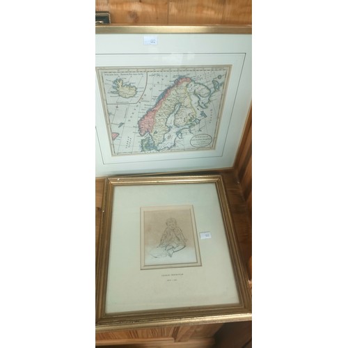 1071 - Various map and landmark prints and Charles Rowbotham etching.