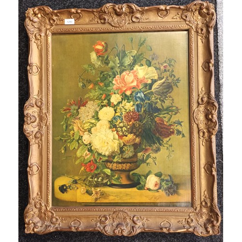 1293 - A.Weiss
19th Century oil on canvas depicting still life of flowers within a ornate frame, signed.
[F... 