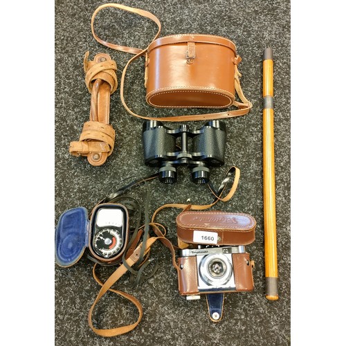 1660 - Vintage Camera and binoculars and odds; Voigtlander Vito B Camera, Beck Kassel CBS Binoculars and le... 