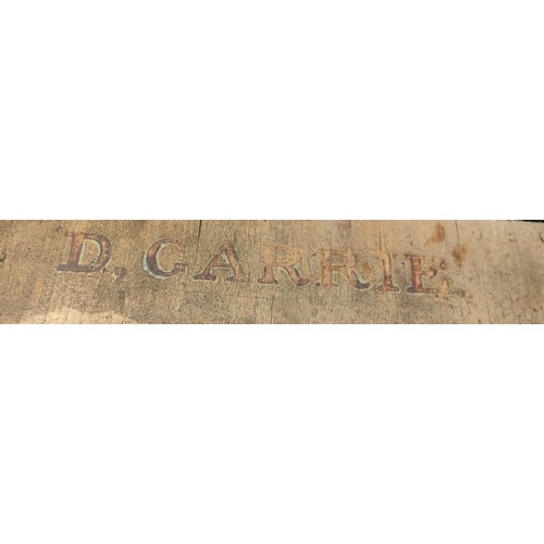 1648 - Possible WW2 Hand painted chess board with Hand painted name D. CARRIE on a wooden plank. [58.5x41cm... 