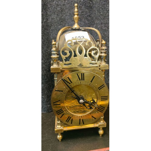 1652 - Various collectables; Antique Brass bell clock, Jaz French Make travel clock and case, Birmingham si... 