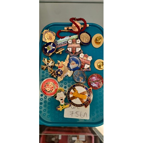 756A - Collection of vintage pin badges and badges.