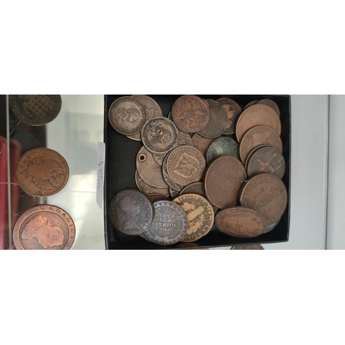 754A - Collection of 18th and 19th century copper coins; 1812 one penny token- Union Copper Company Birming... 